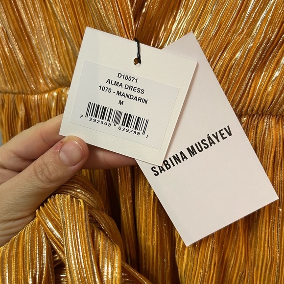 NWT Sabina Musayev $235 - Alma Dress Mandarin color - mini dress - MEDIUM - Picture 3 of 10